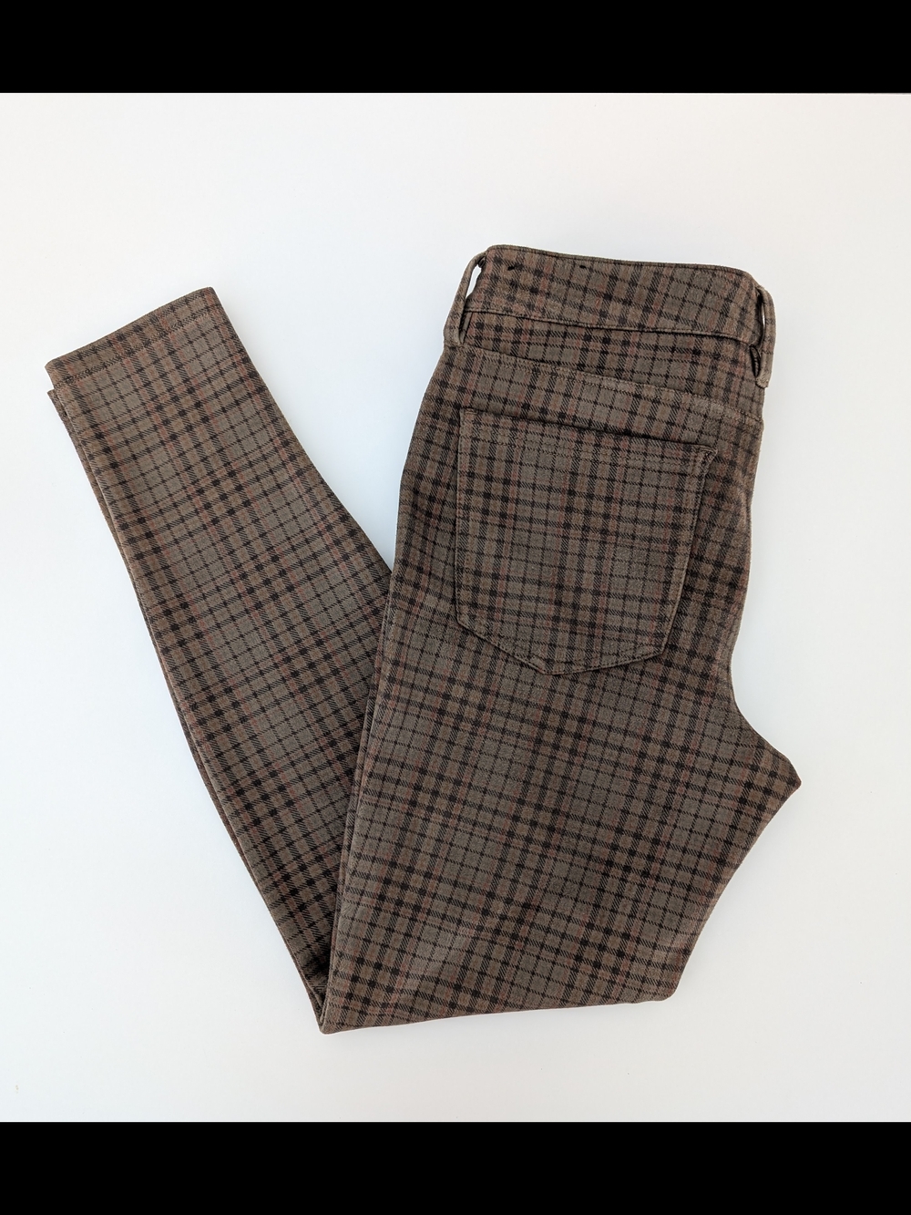 Liverpool Los Angeles Pants Women's 8 Brown Plaid Skinny Stretch Mid Rise